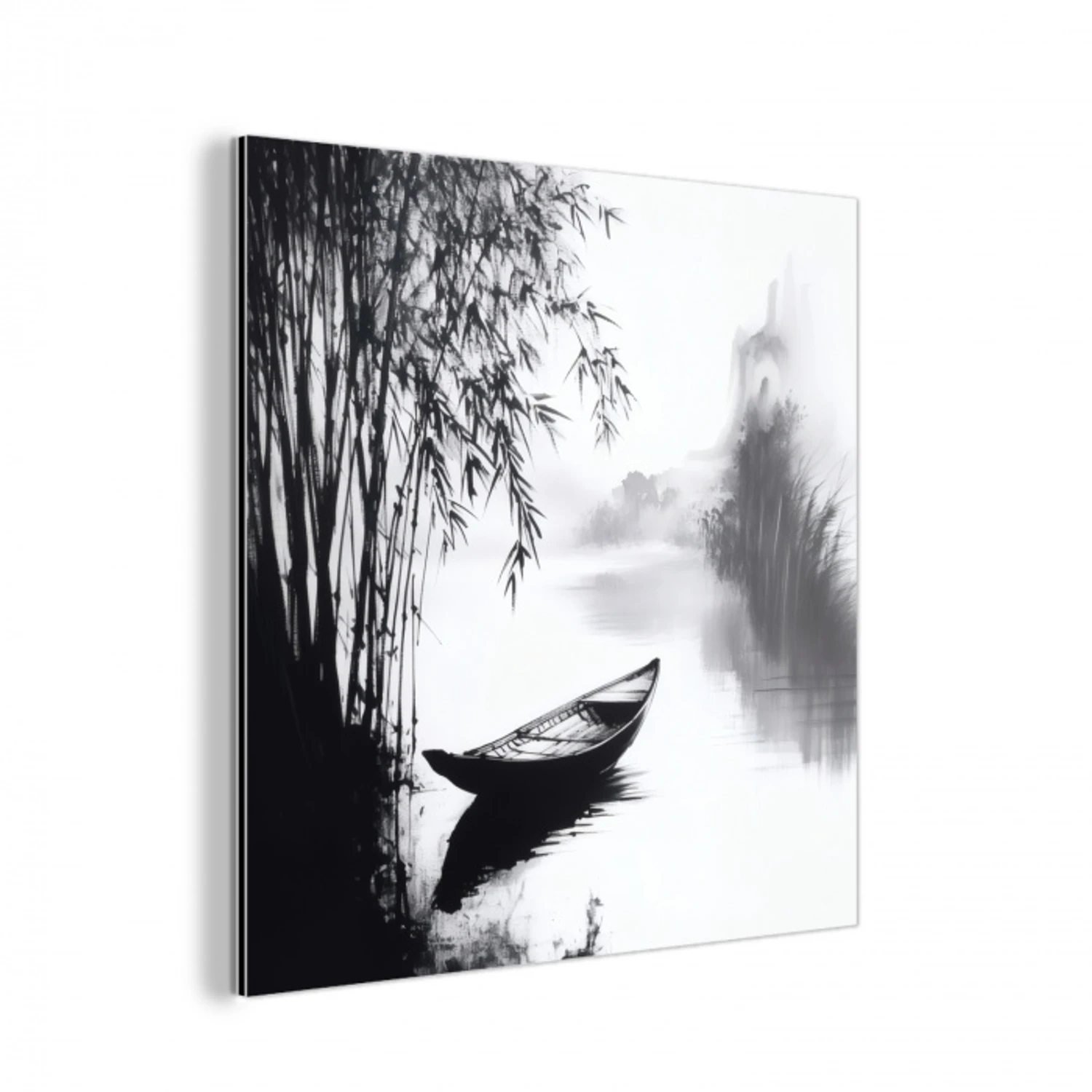 Boot - Rivier - Bamboe - Wit aluminium wit klein -3d