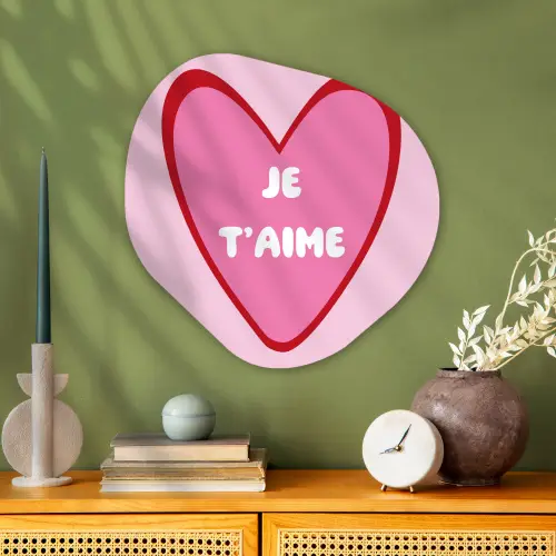 Hart - Frans - Valentijn - Roze Wandcirkel Organisch Plexiglas middel -sfeer2