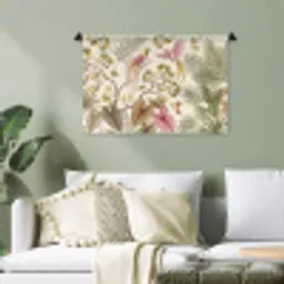 Vogels - Tropisch - Botanisch - Roze Wandkleed katoen klein -sfeer7