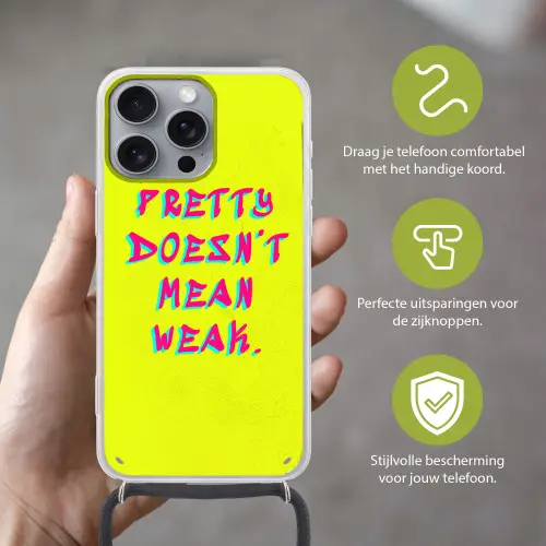 Quote - Minimalistisch - Kleurrijk Hoesje iPhone 16 Pro Max met koord klein -sfeer2_NL