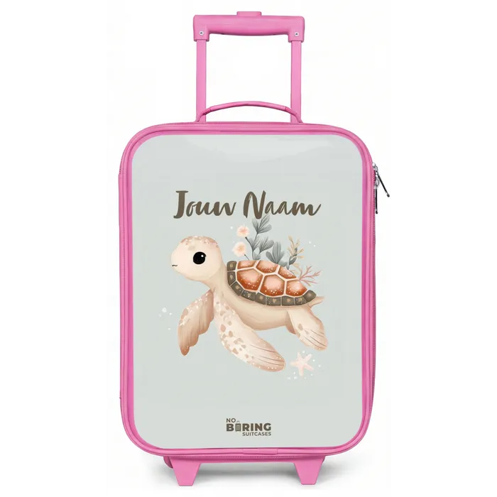 Bruine zeeschildpad in pastel onderwaterwereld Kinderkoffer - Roze klein -zz3dotto