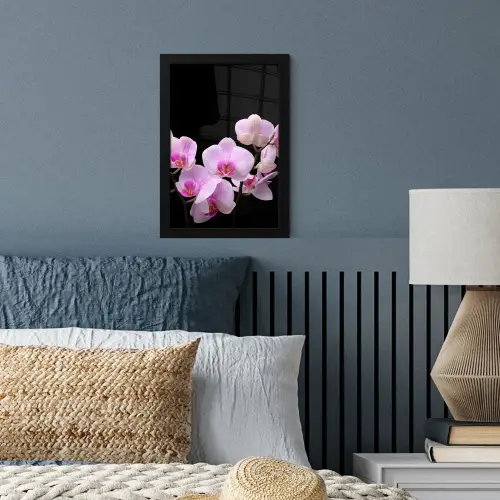 Orchidee - Bloemen - Roze - Flora fotolijst zwart zonder passe partout klein -sfeer3