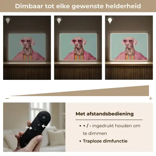 Hond - Overhemd - Bloemen - Bril Light Box met batterij (Wandlamp) middel -USP_dimbaarNL