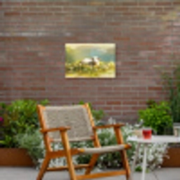 Schaap - Weide - Groen Tuinposter op houten frame 2 cm dik klein -sfeer3