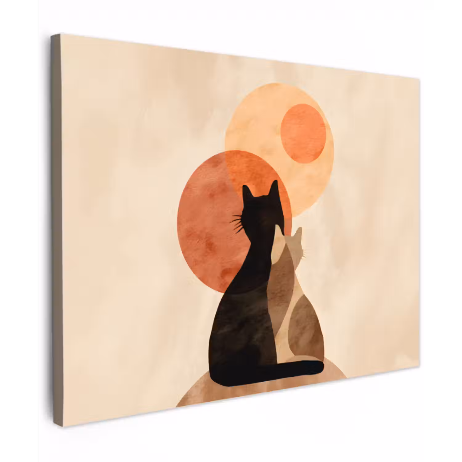 Canvas schilderij - Katten - Zwart - Abstract - Cirkels