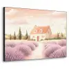 Lavendelveld - Huis - Paars Textielframe zwart klein -3d