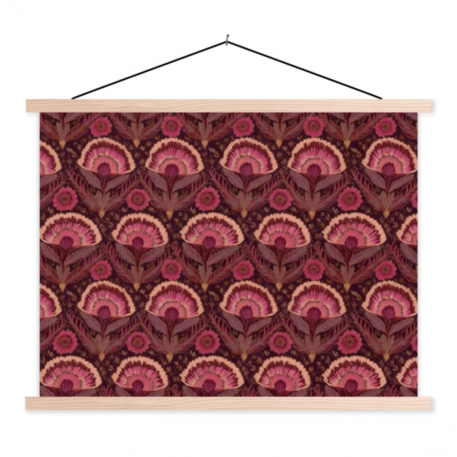 Antiek - Bloemen - Kleurrijk textielposter latten blank klein 122 -3d