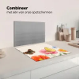 Vlinders - Klaprozen - Illustratie - Kleurrijk Inductie beschermer vinyl 3mm middel -wsfeer7_website