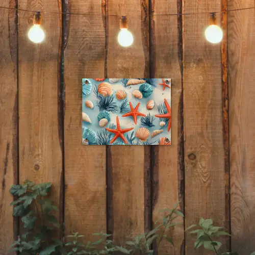 Zeesterren - Schelpen - Illustratie - Zand tuinposter los doek klein -sfeer1