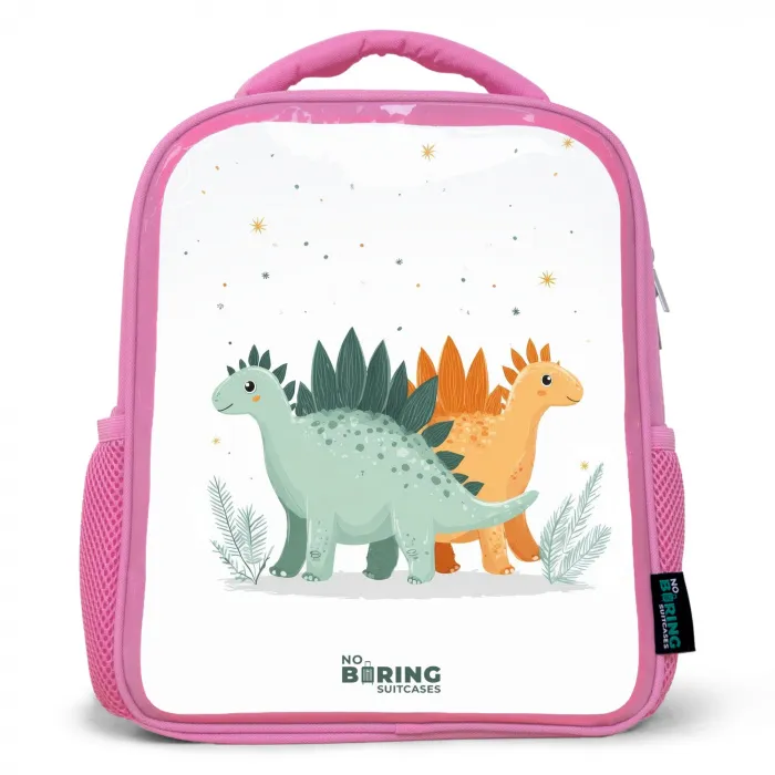 Stegosaurusduo onder sterrenregen Kinderrugzak - Roze middel -3d