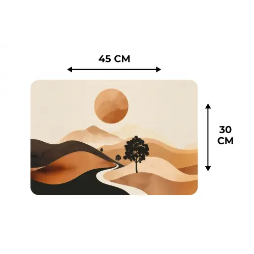 Zon - Heuvels - Boom - Abstract Placemat vinyl groot -specs
