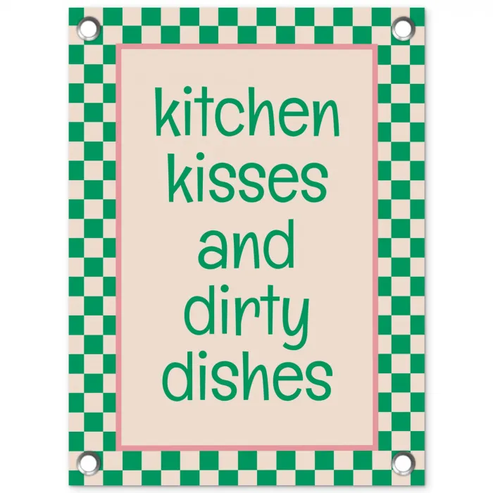 Quote - Groen - Geblokt - Keuken tuinposter los doek klein -3d