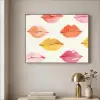 Lippen - Kleurrijk - Glanzend Textielframe zwart klein -sfeer2
