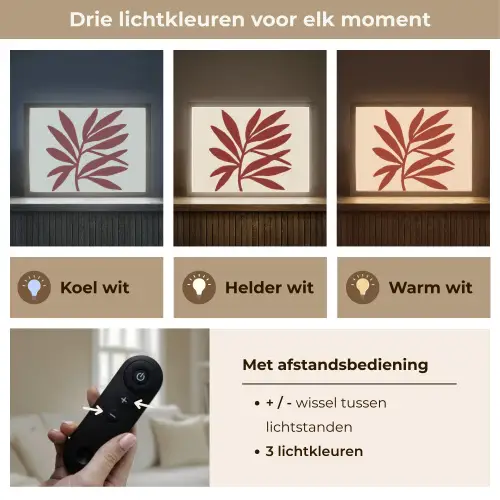 Tak - Bladeren - Rood Light Box met batterij (Wandlamp) middel -USP_lichtkleurNL