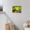 Zonnestralen in een groen bos tuinposter los doek klein -sfeer8