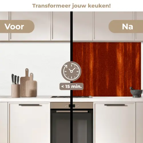 Oranje - Rood - Roest - Metaal keuken achterwand 2 middel 871 -voor-na2_NL