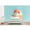 Slagroom - Taart - Blauw - Eten fotobehang vinyl groot -bed