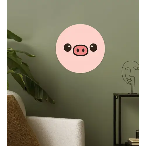 Varken - Roze - Minimalistisch Wandcirkel behangsticker klein -sfeer2