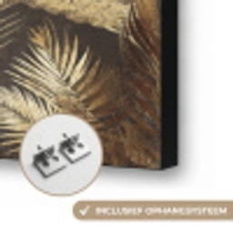 Tropisch - Bladeren - Goud Textielframe zwart klein 947 -USP_ophangsysteemNL