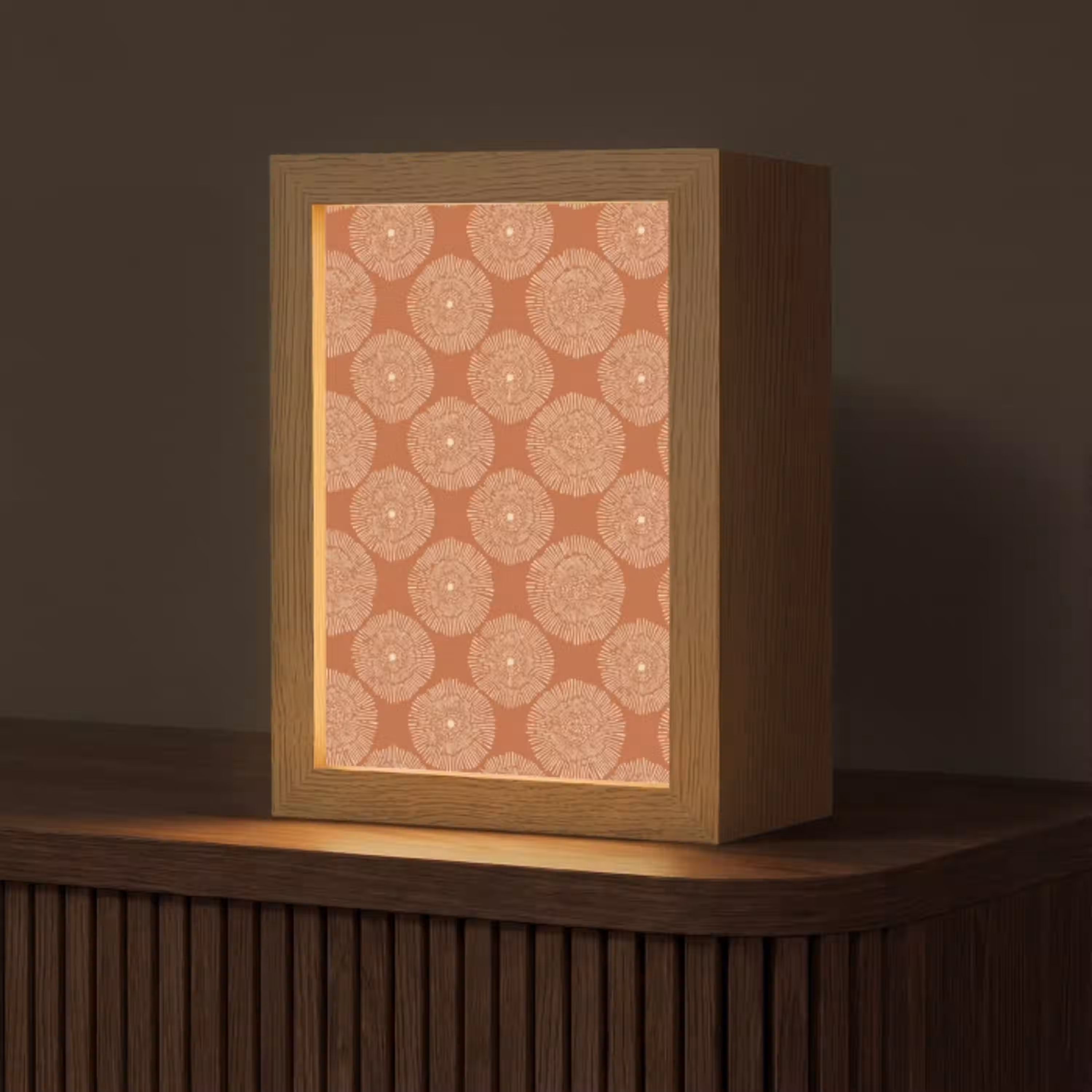 Cirkels - Grafisch - Patroon - Terracotta Light Box met kabel (Tafellamp) klein 925 -z3d_website