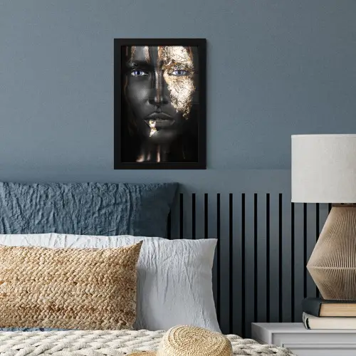 Vrouw - Bladgoud - Zwart - Goud - Luxe fotolijst zwart zonder passe partout klein -sfeer3