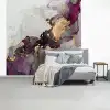 Marmer - Abstract - Goud - Paars fotobehang vinyl groot -slaapkamer