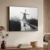 Molen - Weerspiegeling - Landschap - Water Textielframe zwart klein -sfeer3