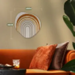 Minimalistisch - Boog - Lijnen - Beige Wandcirkel Organisch Forex 3mm klein -sfeer3