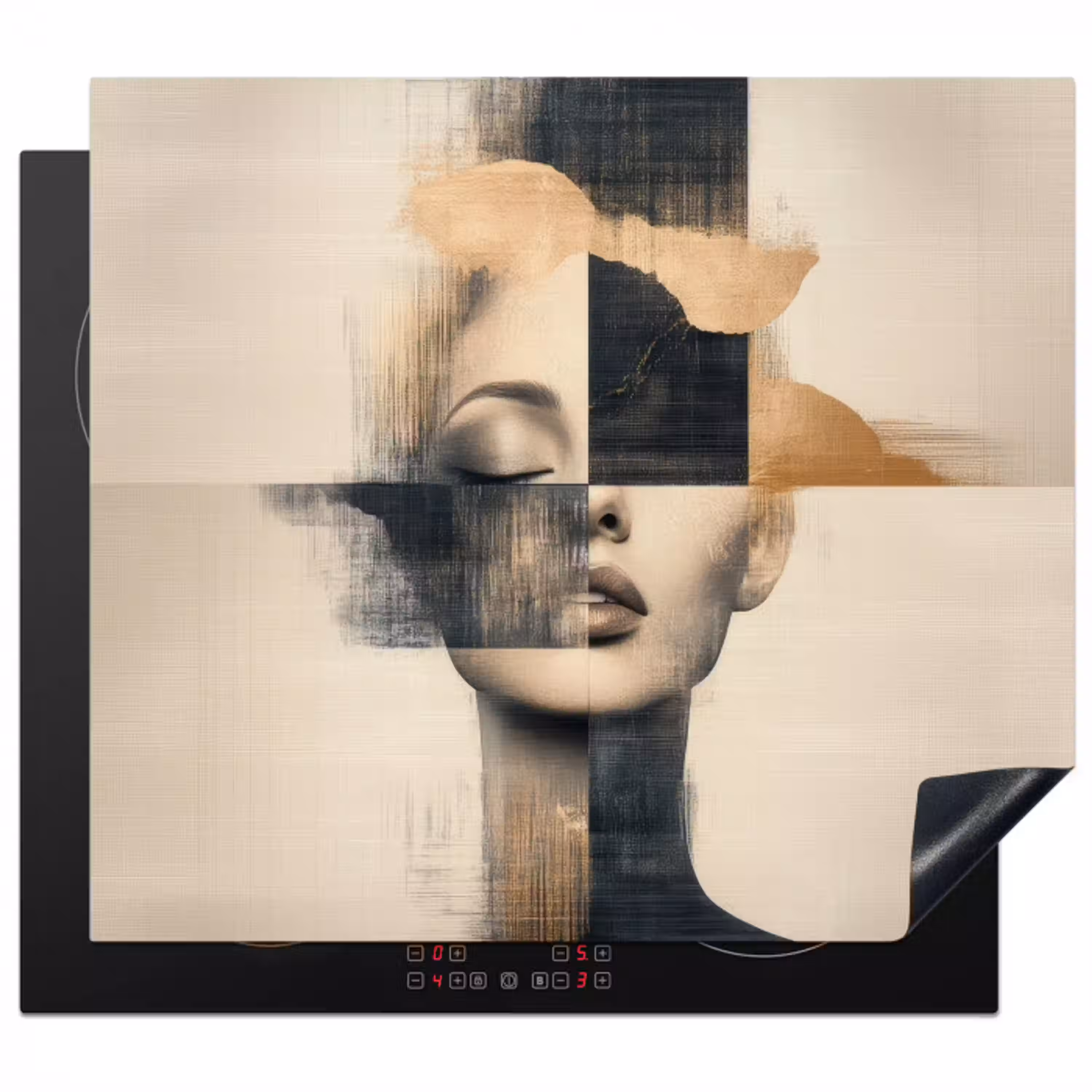 Goud - Vrouw - Rechthoeken Inductie beschermer vinyl 3mm middel -3d