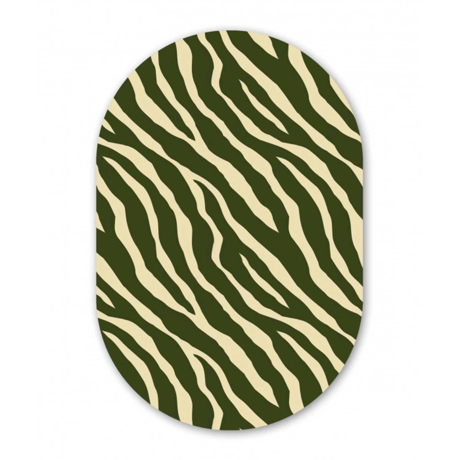 Zebra - Patroon - Groen Wandcirkel Ovaal Forex klein 630 -3d