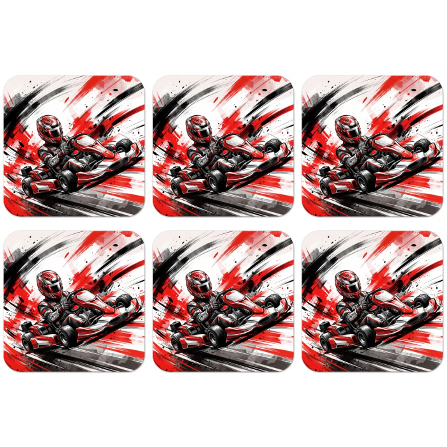 Kart - Coureur - Snelheid - Rood onderzetter kurk middel -zkaufland3dotto