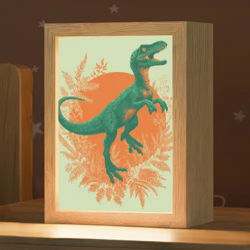 Dinosaurus - Groen - Planten - Cirkel Light Box met kabel klein -zzz_3d_website