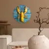 Kreeft - Geel - Blauw - Tegels Wandcirkel kunststof plaat 5mm dik klein -sfeer1