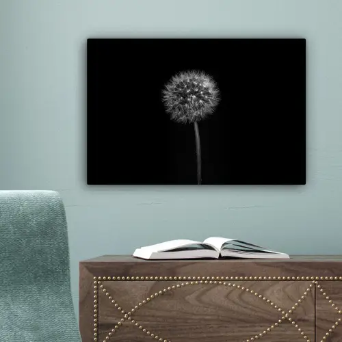 Paardenbloem - Zwart - Bloemen - Botanisch canvas 2cm klein -sfeer4
