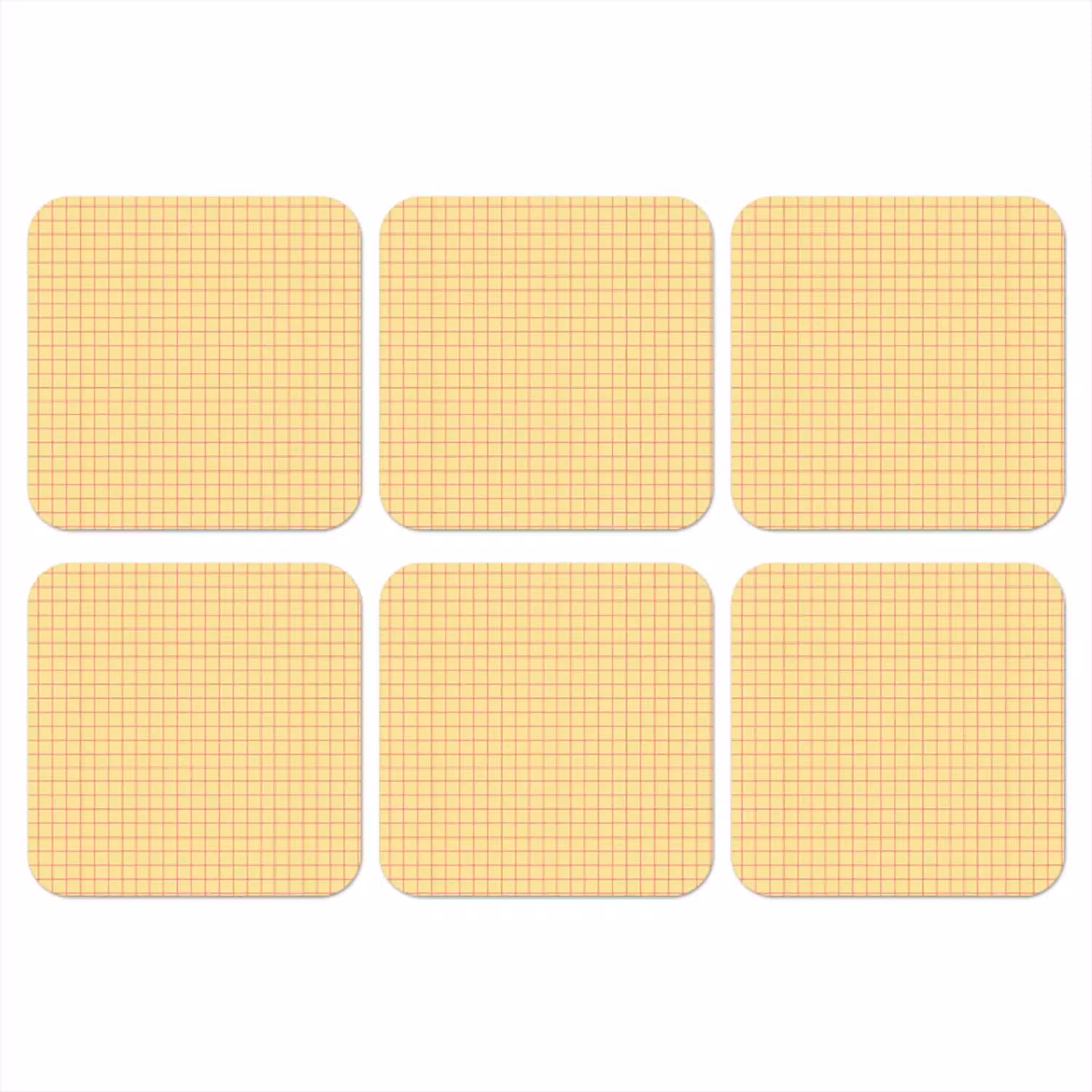 Ruitjes - Grid - Minimalistisch - Geel - Roze onderzetter kurk middel 366 -3d