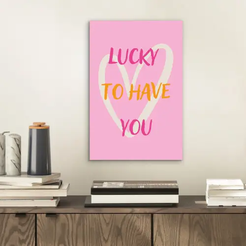 Lucky - Love - Valentijn - Roze aluminium wit klein -sfeer1