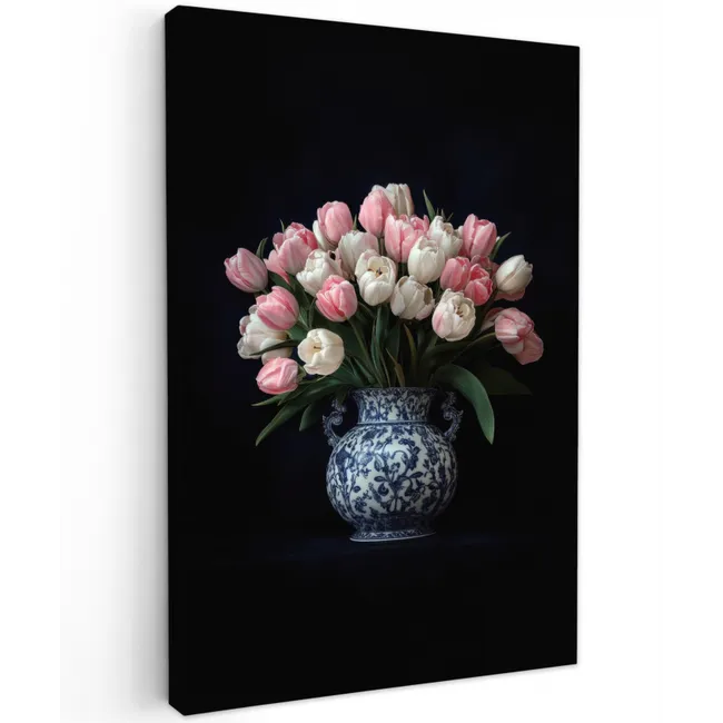 Bloemen - Roze - Tulpen - Vaas canvas 2cm klein -z3d