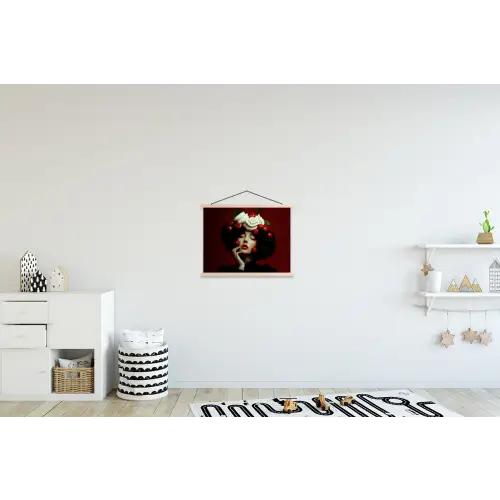 Vrouw - Kersen - Slagroom textielposter latten blank klein -kinderkamer