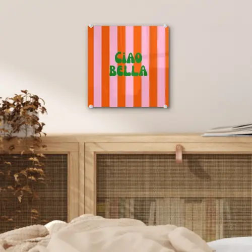 Strepen - Oranje - Verticaal - Ciao bella plexiglas 5mm klein -sfeer4