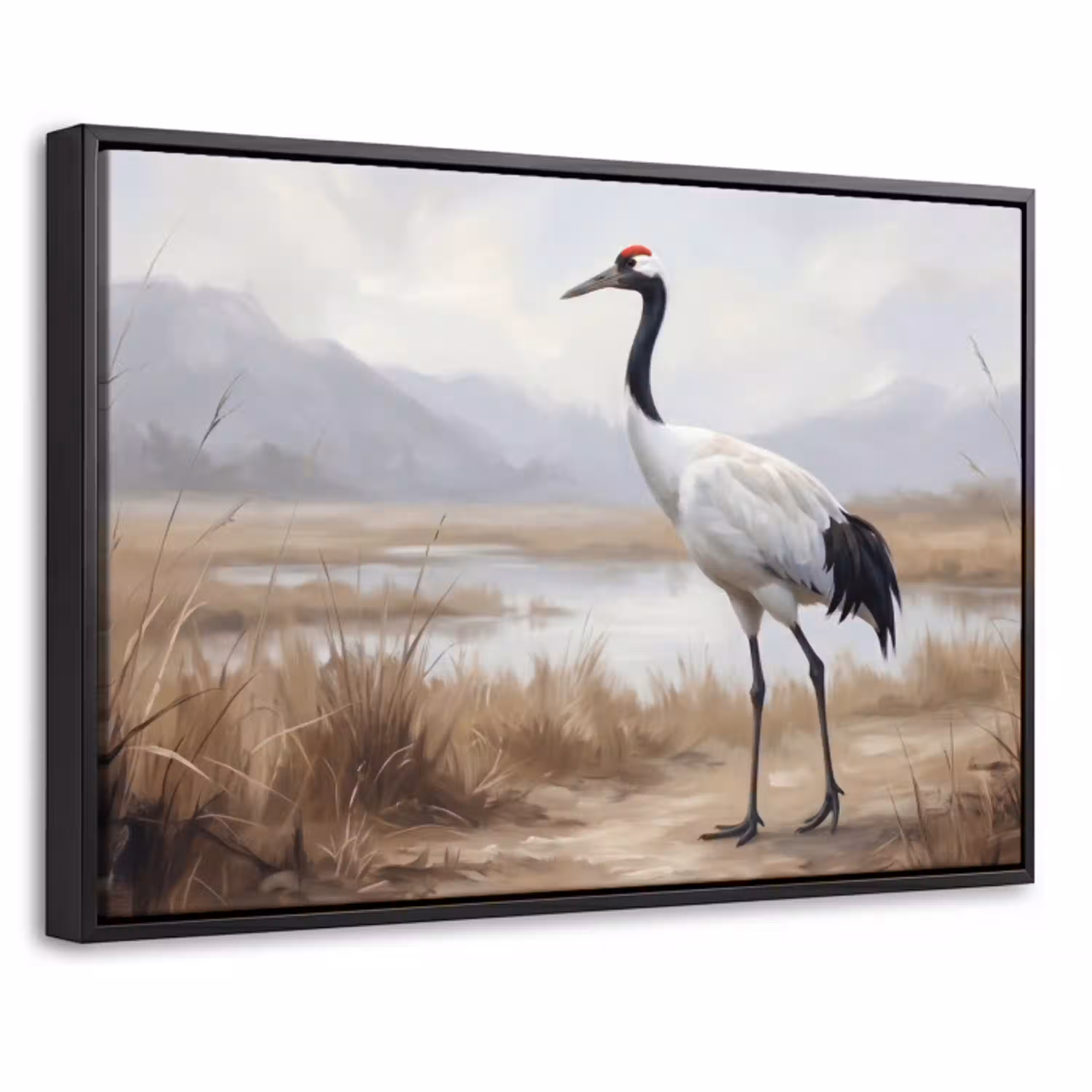 Kraanvogel - Natuur - Realistisch Canvas met baklijst klein -threedimensional_3d_global