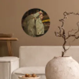 Meisje in witte kimono - Schilderij van George Hendrik Breitner Wandcirkel behangsticker klein -sfeer1