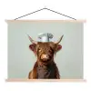 Schotse Hooglander - Bruin - Hoorns - Kokskleding textielposter latten blank klein -3d