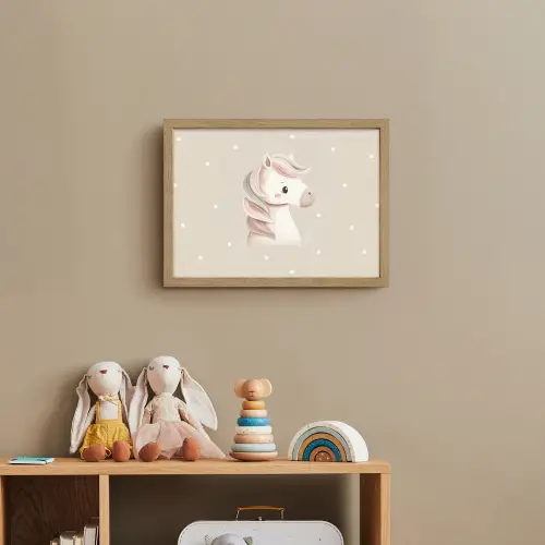 Pony  - Minimalistisch - Pastel - Stippen Light Box met batterij (Wandlamp kind) middel -sfeer2_kind