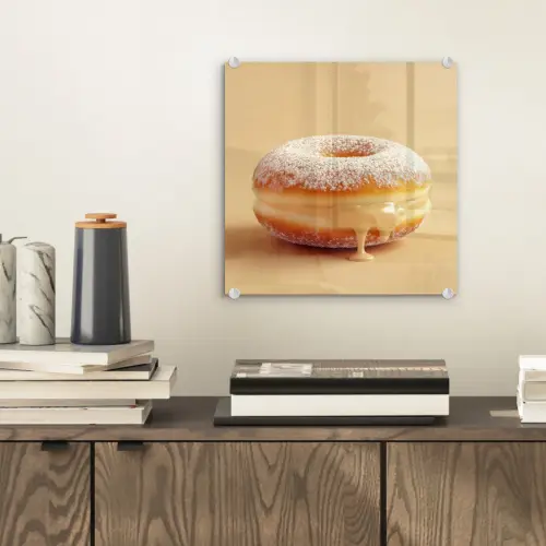 Donut - Romig - Poedersuiker - Beige plexiglas 5mm klein -sfeer1