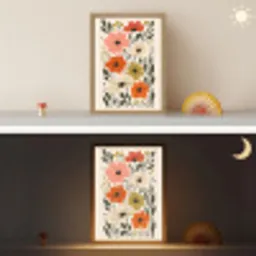 Veldbloemen - Stengels - Blaadjes - Groen Light Box met batterij (Wandlamp) middel -sfeer3_kind