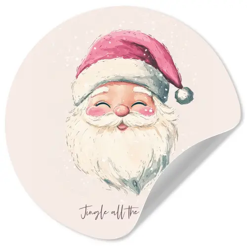 Kerstman - Kerst - Quote - Beige Wandcirkel behangsticker klein -3d