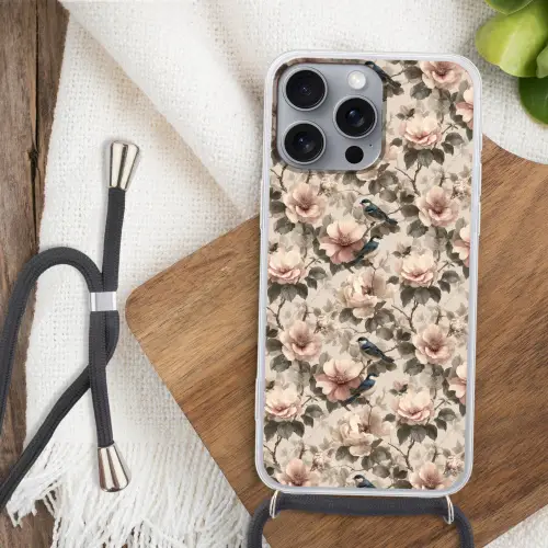 Klassiek - Vogels - Kleurrijk Hoesje iPhone 16 Pro Max met koord klein 804 -sfeer4