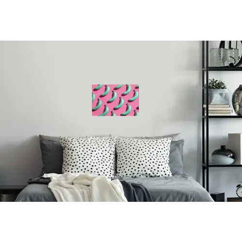 Bananen - Patroon - Blauw - Roze Muursticker klein -slaapkamer
