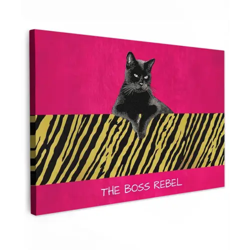 Kat - Baas - Roze - Tijgerprint canvas 2cm klein -z3d