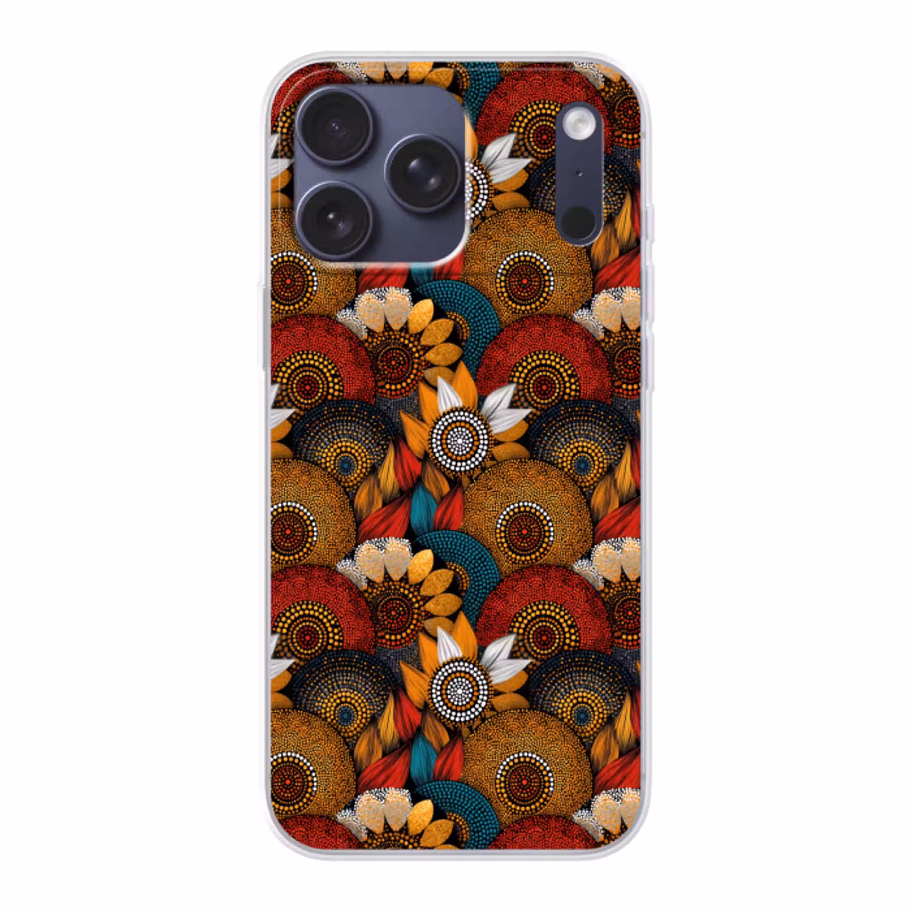 Kleurrijk - Aboriginal - Dot Painting - Botanisch - Patroon Telefoonhoesje iPhone 17 Pro Max klein 879 -3d
